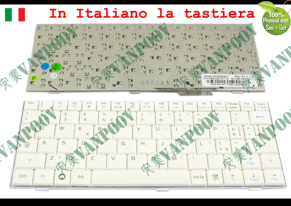 Новинка Клавиатура для ноутбука ASUS EeePC 700 701 701SD 900 901 900hd 900A 2G 4G 8G серии белый итальянский это версия-V072462AK2