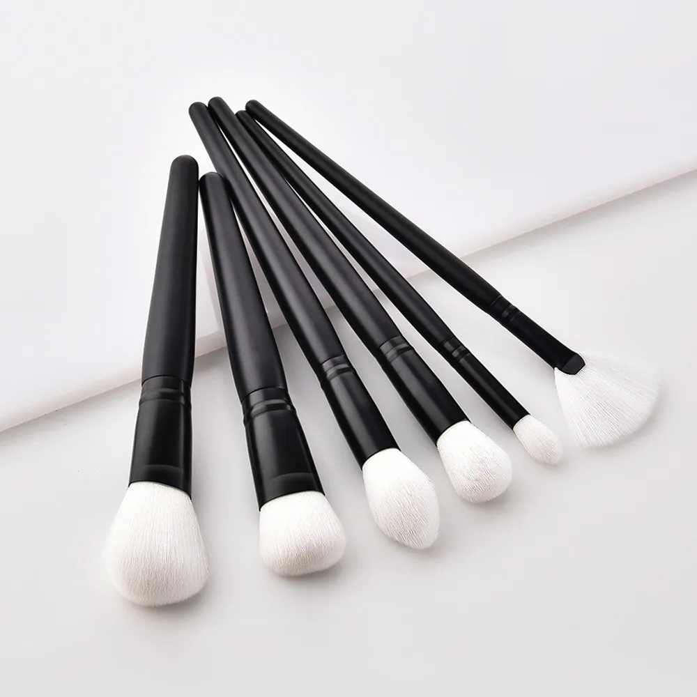 

GUJHUI 6PCS Wood Handle Synthetic Oblique Top Buffer Brush For Face Liquid Foundation Set Of Brushes Full Professional Makeup