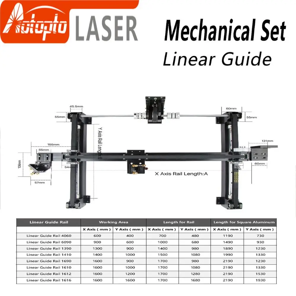 Mechanical Parts Set 1300*900mm Linear guide Kits Spare Parts for DIY 1390 CO2 Laser Engraving Cutting Machine
