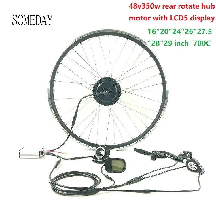 

SOMEDAY 48V350W EBIKE rear rotate hub motor E-bike conversion kit with LCD5 display Whole Waterproof Cable Easy install