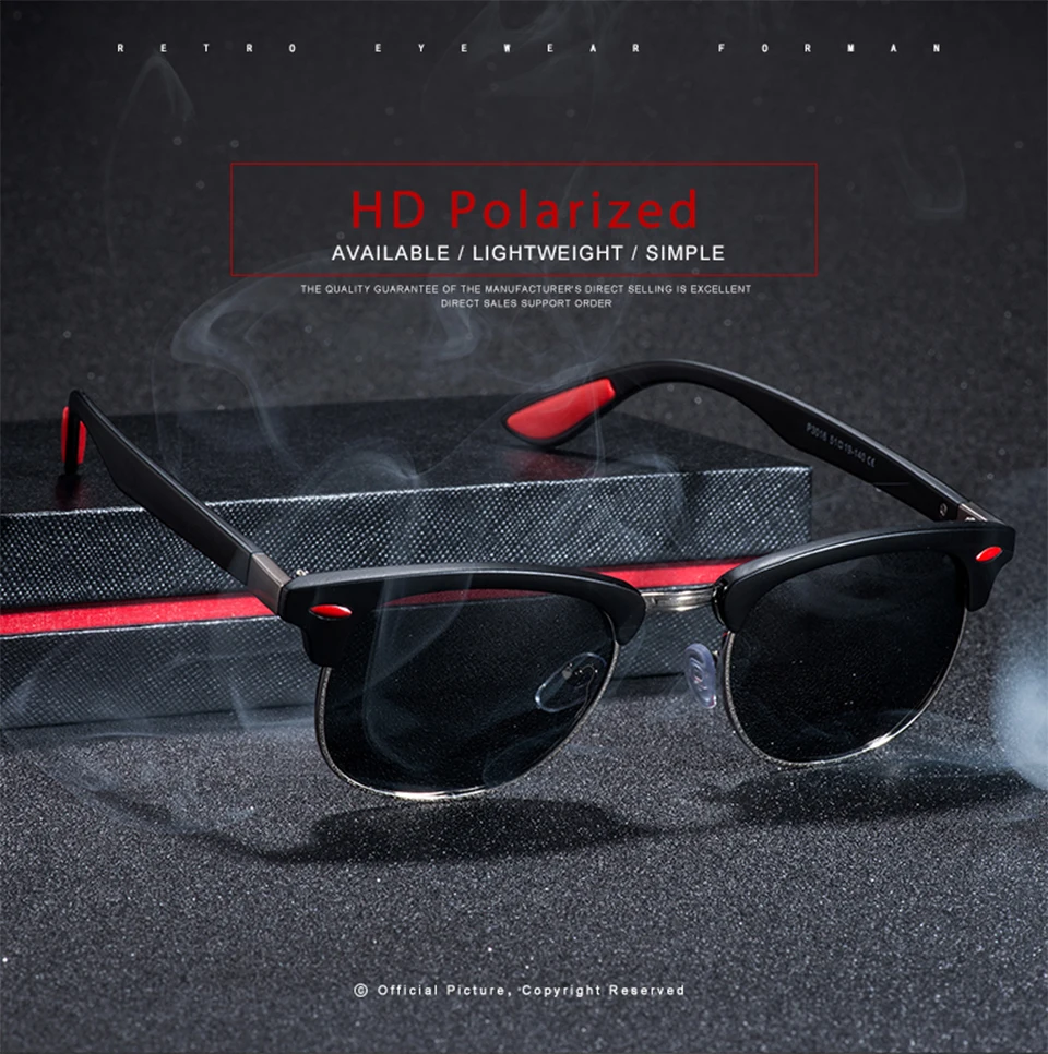 jumlai Classic Fashionable  Polarized Sunglasses Men Women Driving Square Frame Sun Glasses Male Goggle UV400 Gafas De Sol  (1)