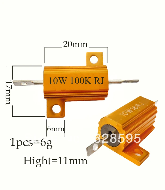 Фиксированный резистор 10W 100k ohm 100000 сопротивление резисторов из алюминия с