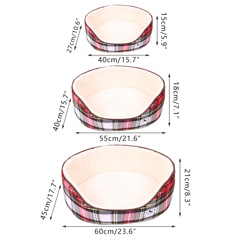 Кровать для собак, супер мягкая теплая зимняя мода, клетчатый узор, нескользящая подошва, питомник, кошачье гнездо со съемной подушкой, спальный дом для домашних животных