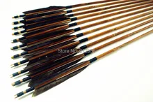 12PK Japan Traditional Gray Feathers Self Nock Bamboo Arrows For YUMI Bow YMGBT2