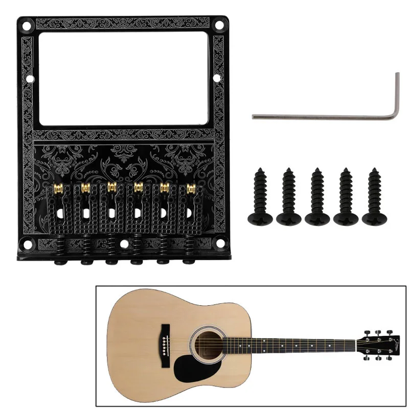 

Black Guitar Bridge 6 Saddles Ashtray Bridge For TL Electric Double Pickup Guitar Parts Musical Instruments Base Accessories