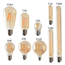 2 W/3 W/4 W E27 LED Gloeilamp 220 V-240 V ST64 T300 G95 t10 T45 G125 T185 A60 Retro Edison Clear Amber Cover LED Filament Glazen Lamp(China)