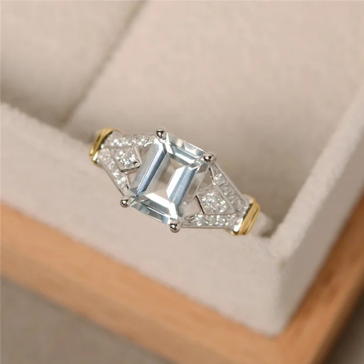 Новые винтажные элегантные серебряные кольца для помолвки с кристаллами для женщин, циркониевые Двухцветные обручальные кольца, ювелирные изделия для девушек, подарки, аксессуары