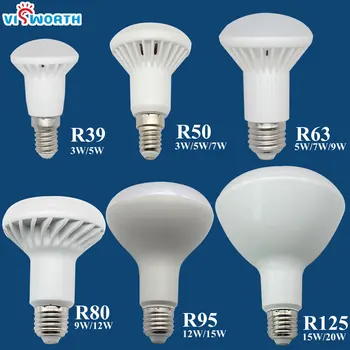 R50 Led lamp E14 E27 Base 3W 5W 7W 9W 12W 15W 20W Led Bulb R39 R63 R80 Br30 Br40 Spotlight AC 110V 220V 240V Warm Cold White gauss black r63 e27 9w 220v 4100k
