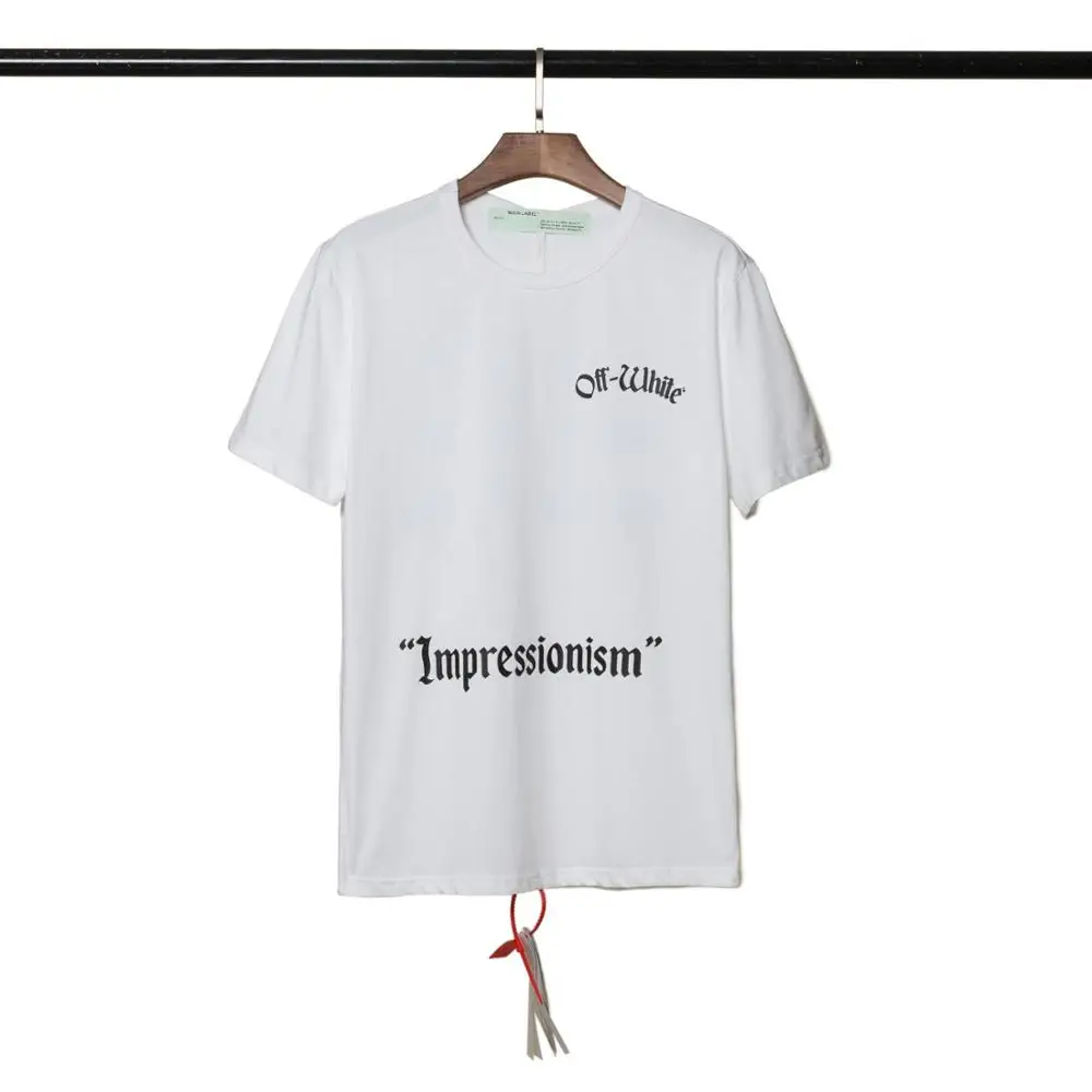OFF-WHITE OW Street хип хоп письмо хлопок мужская футболка с коротким рукавом - Цвет: Белый