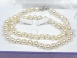 Великолепное белое мм Ожерелье AKOYA 7,5-8 мм AAA + круглое жемчужное ожерелье 14 К K/20 золотая застежка