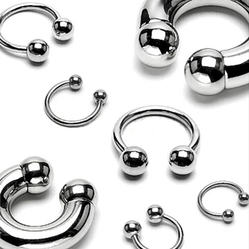 10pcs Fashion Lip Nose Hoop Balls Body Piercing Jewelry Shellhard Stainless Steel Horseshoe Bar Ear Ring Belly Button Femme
