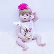 Realistic 55 cm silicone reborn baby doll girl vinyl body babies dolls blonde hair princess Waterproof toys alive bebe gift 23 full vinyl body reborn baby dolls toy lifelike princess girl 57 cm realistic alive baby doll for children bebe xmas gifts