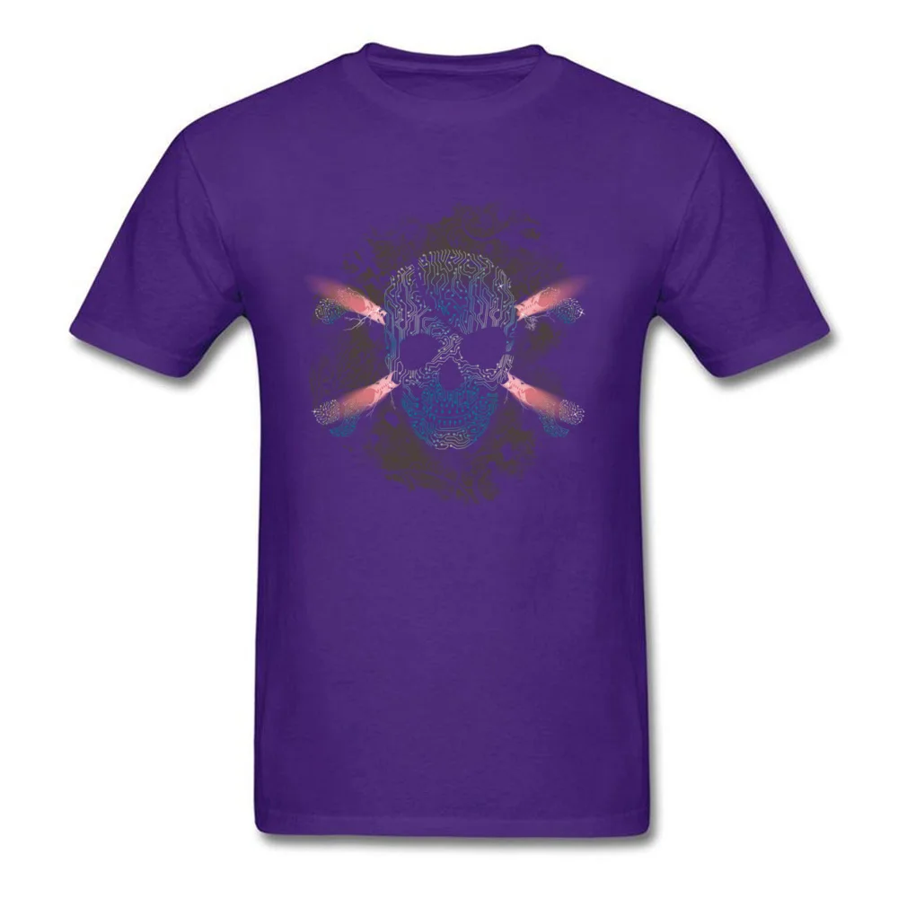 Hot Sale Cyber Skull 3D Printed Short Sleeve T-shirts VALENTINE DAY Crew Neck Pure Cotton Tops T Shirt for Men Tee-Shirts Casual Cyber Skull purple