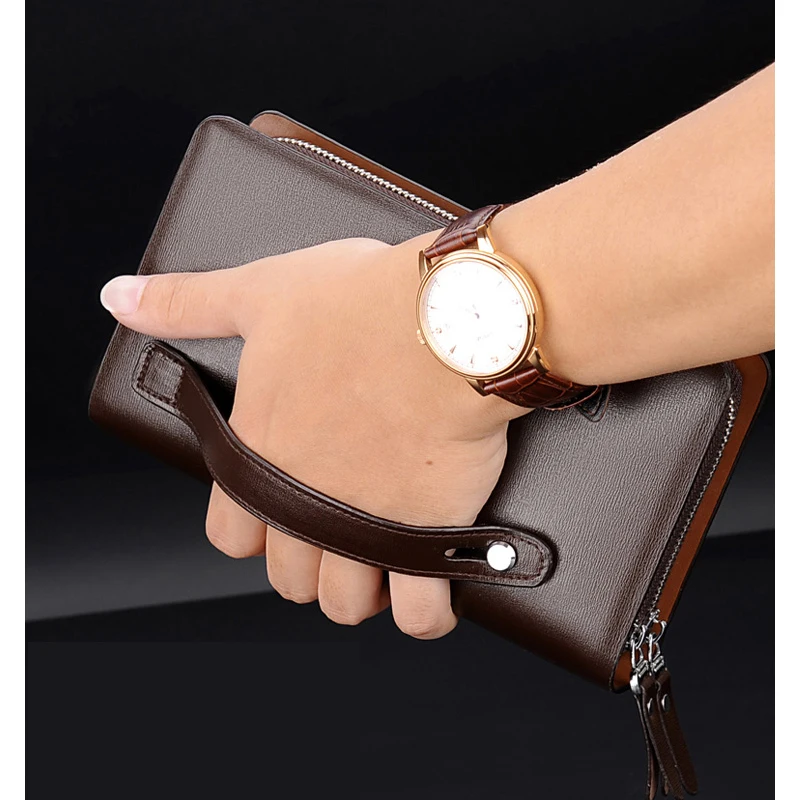 KANGAROO Brand Men Clutch Bag Fashion Leather Long Purse Double Zipper Business Wallet Black Brown Male Casual Handy Bag KANGAROO Brand Men Clutch Bag Fashion Leather Long Purse Double Zipper Business Wallet Black Brown Male Casual Handy Bag