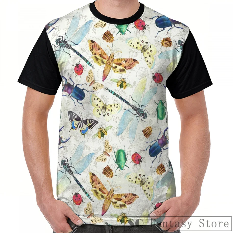 

Fashion Casual print men t shirt women tops tee Watercolor insects Graphic T-Shirt men summer Short Sleeve cute tshirts