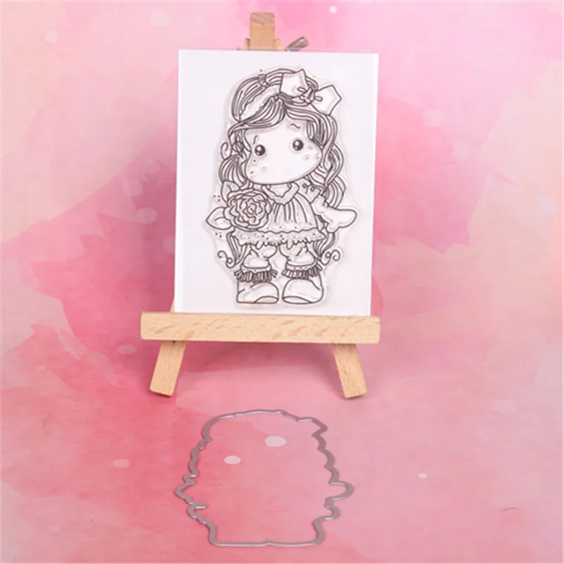 

Lovely girl Metal Cutting Dies or Transparent Clear Stamp for DIY Scrapbooking/photo album Decorative Card making