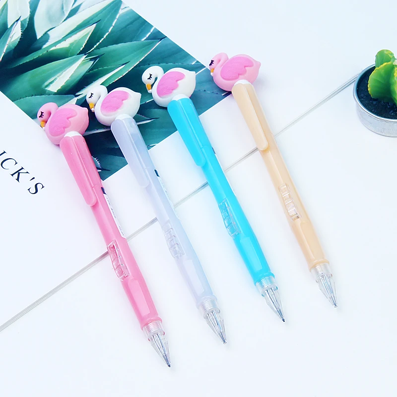 

2X Sweet Flamingos Press Mechanical Automatic Pencil School Office Supply Student Stationery 0.5mm