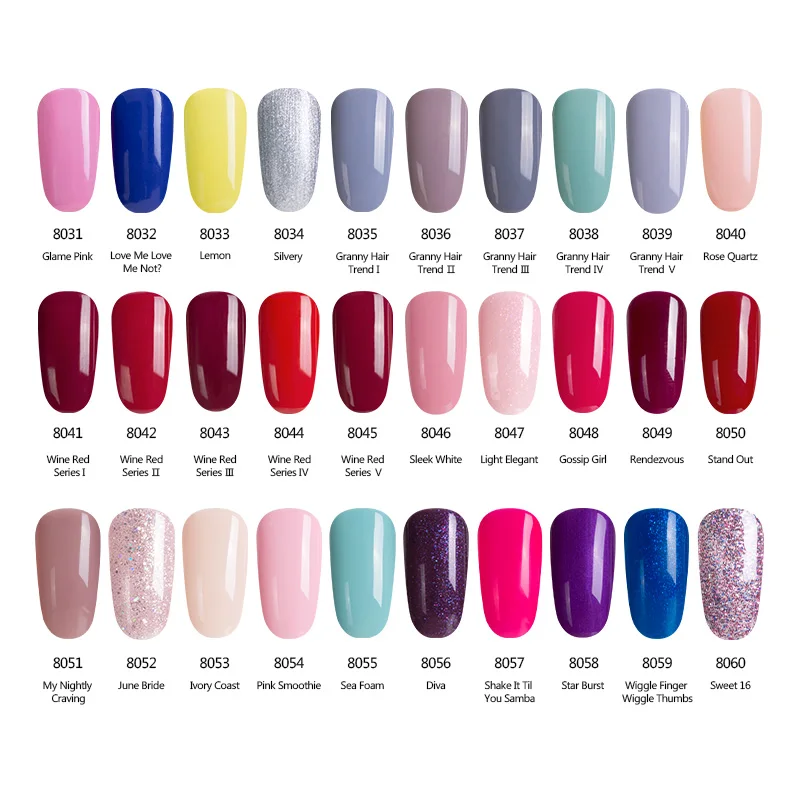 Modelones 12Pcs/Lot Fashion Purple Color Series UV Gel Nail Polish Set Led Lamp Nail Gel Lacquer Kits Soak Off UV Nail Enamel