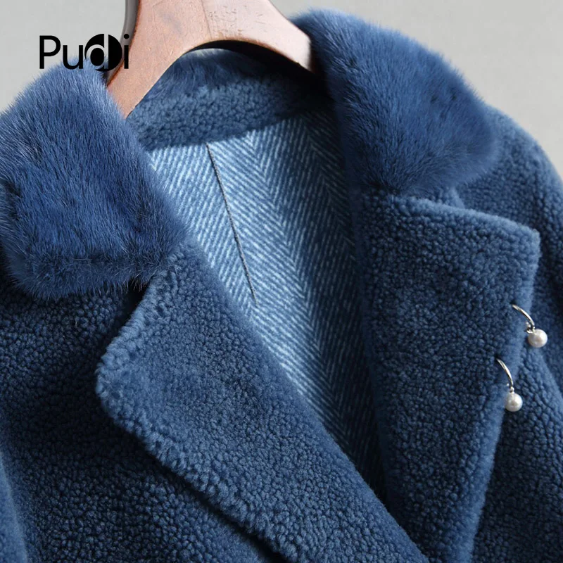 PUDI A18037 настоящая шерстяная куртка, пальто, Женское зимнее теплое пальто из натурального меха, зимнее теплое пальто