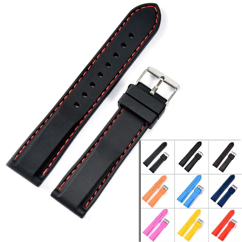 

Silicone Rubber Watchbands For Boy and Girl New 18mm 20mm 22mm 24mm Strap Dive Sport Watch Bands Waterproof Watchstraps Belt