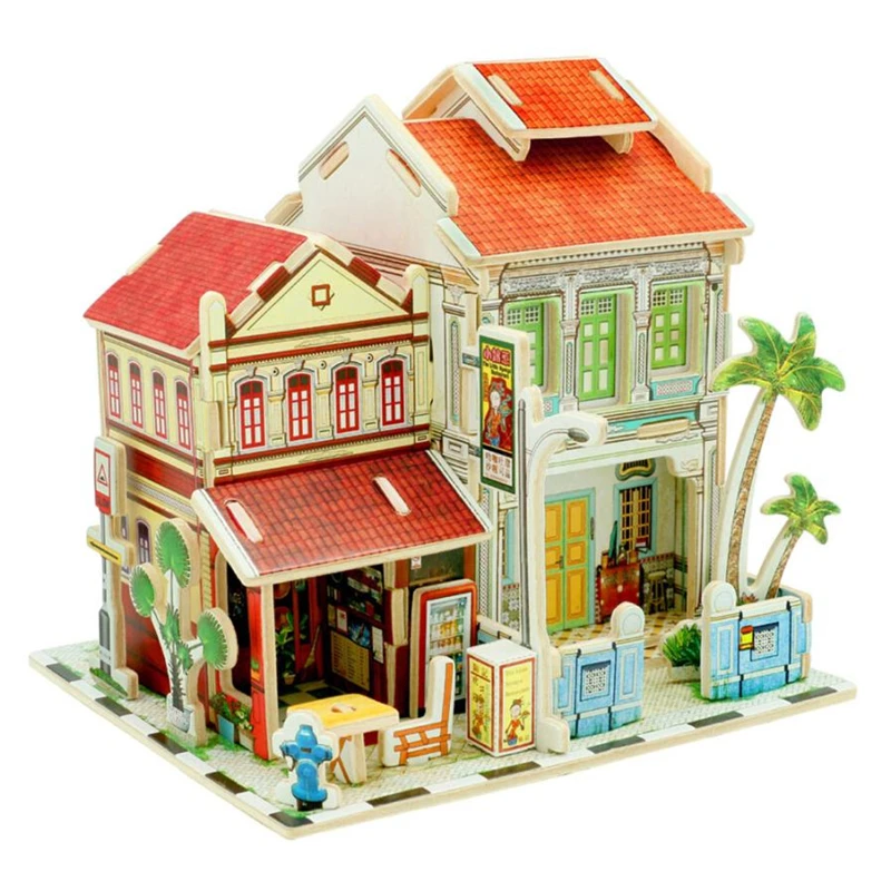  DIY Wooden House Furniture Handcraft Miniature Box Creative Gift Toy 3D Puzzle Wear-resistant Creative C0418#30                03