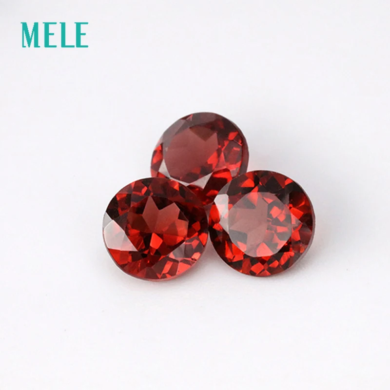 Natural red garnet in 5mmX5mm round cut for jewelry making,high quality DIY loose gemstone deep red color fire with high quality