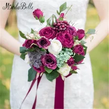 Романтические свадебные букеты Бургундская Роза Berry ручной работы искусственный цветок букет невесты свадебные Рамо Novia букет