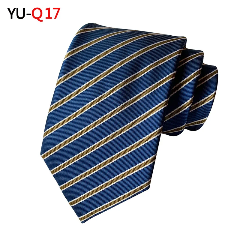 Новые галстуки для мужчин 8 см роскошный Шелковый жаккардовый переплетенный галстук формальное платье полосатый рабочий Свадебный галстук gravata аксессуары - Цвет: YU-Q17