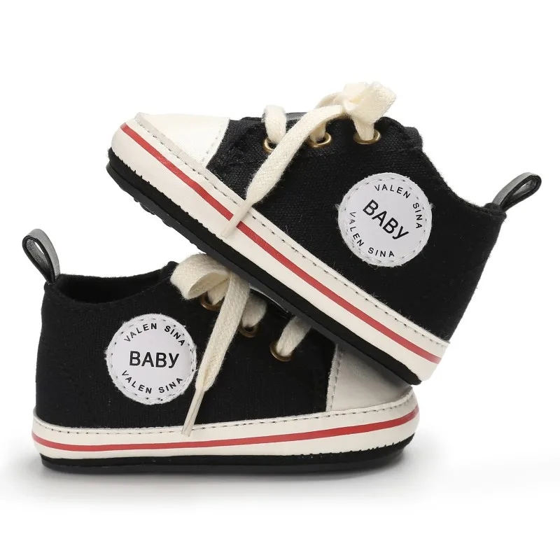 Обувь для новорожденных; коллекция года; обувь для малышей; парусиновая Обувь На Шнуровке Для маленьких девочек; кроссовки для детей 0-18 месяцев - Цвет: Черный