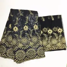 

The new listing african fabric BLACK Bazin Riche Fabric Hot selling Bazin Riche Getzner with Blouse embroidered Brocade