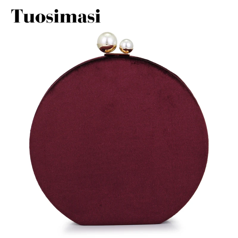 

New 2018 Vintage Velvet Shoulder Bags Women Messenger Bags Round Shape Clasp Bag Original Designed Bag(C2010)