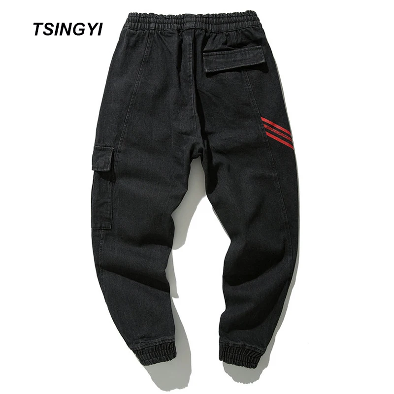 Tsingyi весенне-летние мужские джинсы в японском стиле, черные мужские шаровары для бега, джинсовые обтягивающие мужские джинсы, мужские тренировочные брюки