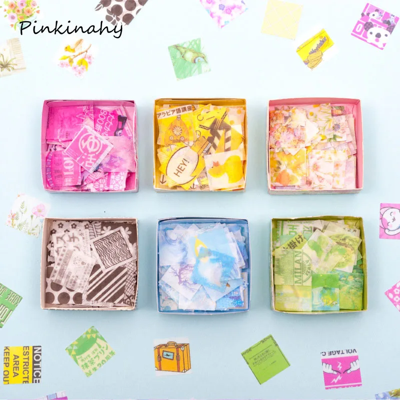 

100 pcs Journal Travel Japanese Paper Stickers Flowers Starry Sky Decorative Diary Stickers Scrapbooking Flakes Stationery HT033