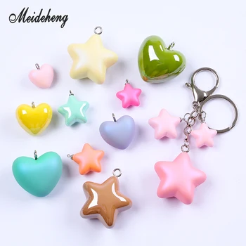 

Acrylic Rubber Heart Star UV colorful beads for Key Ring Jewelry Making Bright Surface Pendant Necklace Ornament Children Gift