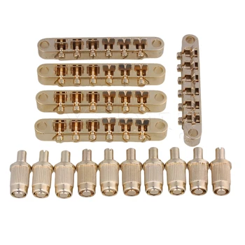 

Yibuy 5PCS Gold Regular Saddle Bridge & Thumb Wheels for Electric Guitar