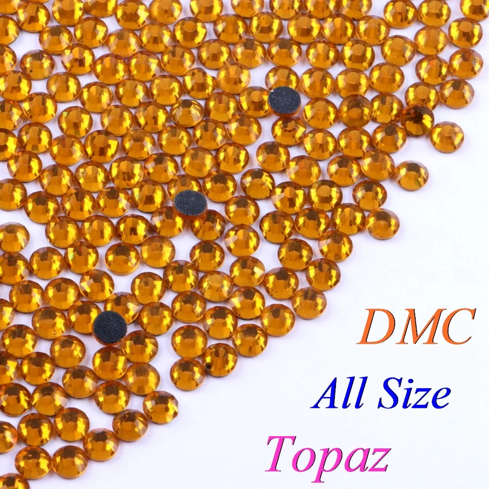 Все размеры! Topaz DMC стразы горячей фиксации стеклянные кристаллы Камни утюгом с