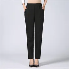  Women's Trousers Spring Summer Autumn Stretch Waist Cotton Feet Pants Middle And old Ladies Large size Solid Casual Pants 5XL 