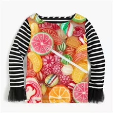 Блузки для девочек Красивая весенняя рубашка с роговыми рукавами и оборками для девочек блузка в полоску для девочек топы От 2 до 10 лет