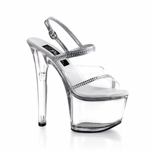 Самые любимые 7 дюймов обувь модные пикантные сандалии, отделанные алмазными кристаллами туфли на высоком каблуке 17 см