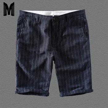 

2019 Summer New Casual Shorts Men Vertical Striped Knee Length Fashion Shorts Plus Size Brand Clothing Y1672