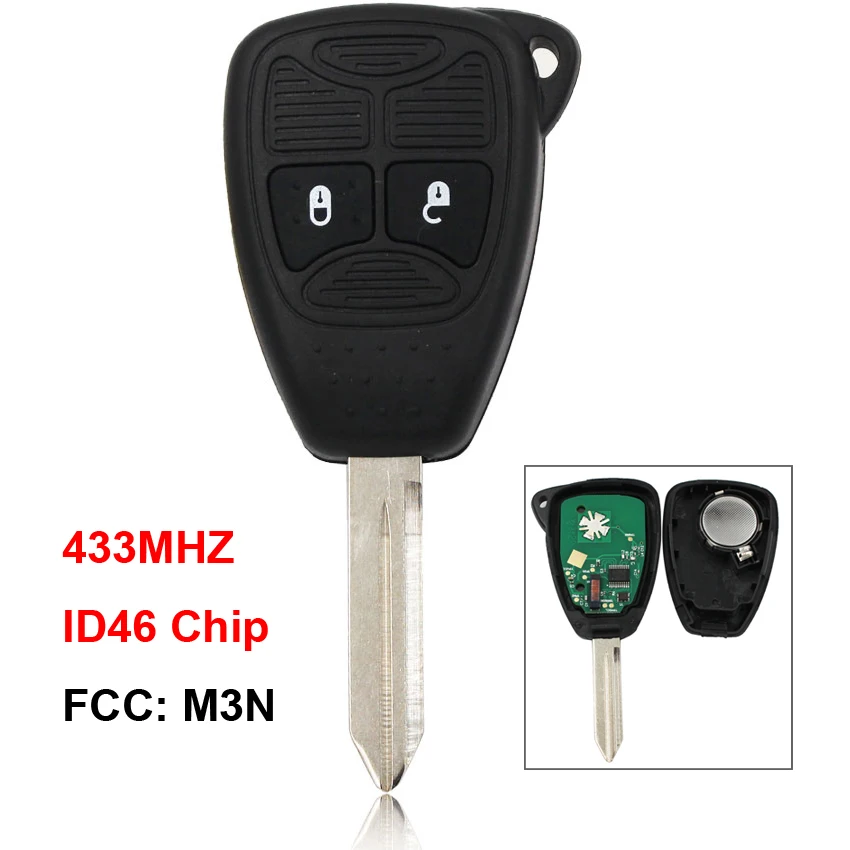 New Replacement 2 Button Remote Key Fob Smart Car Key 433Mhz with ID46