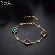 YoGe свадебные и вечерние ювелирные изделия для женщин, B0701 уникальный AAA CZ разноцветный кристалл граненые цепочки камней браслет