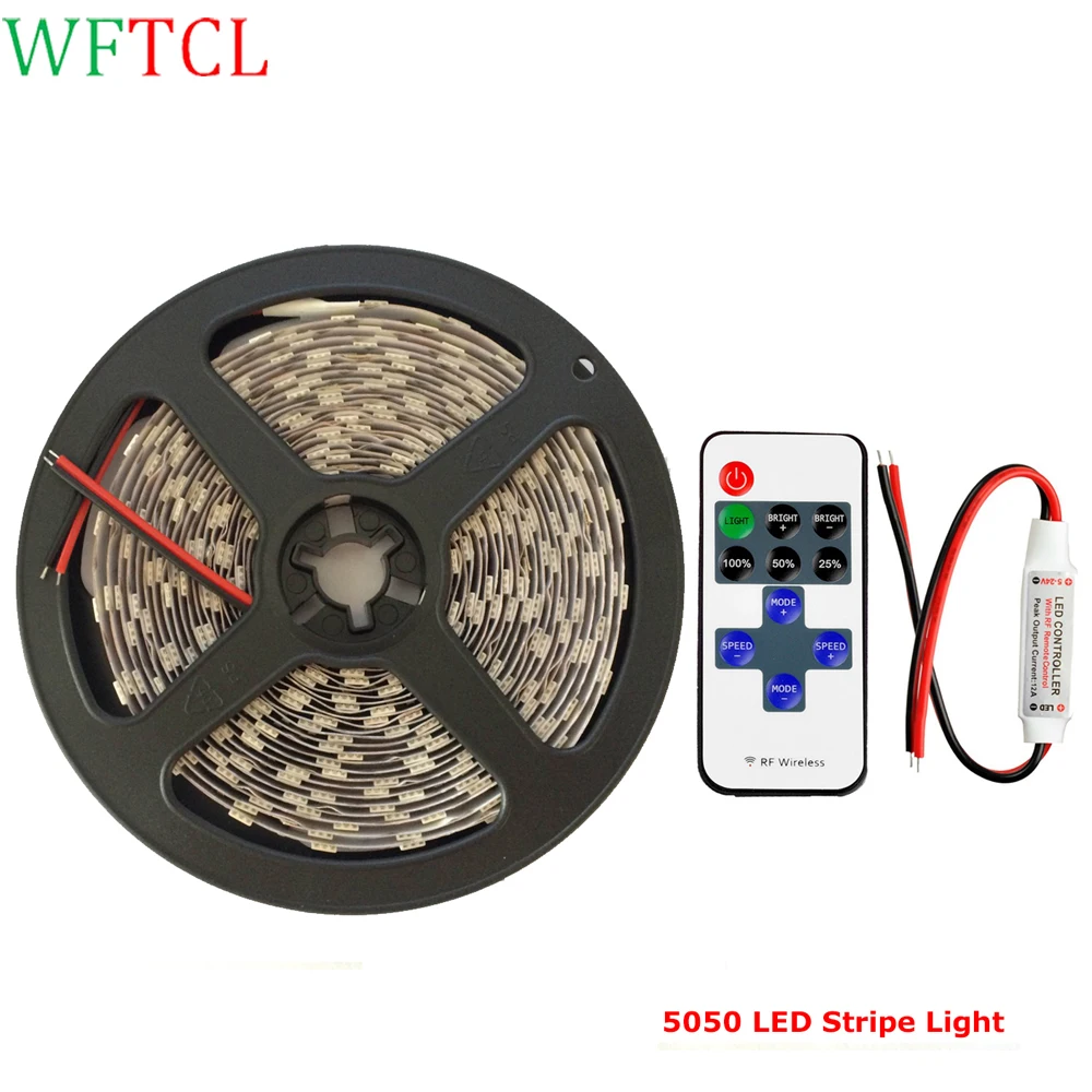 

BSTLED 5050 LED Light Strips 12 Volt 5 Meters 300LEDs Double PCB LED Tape Light with 11-Key LED Dimmer for DIY christmas lights