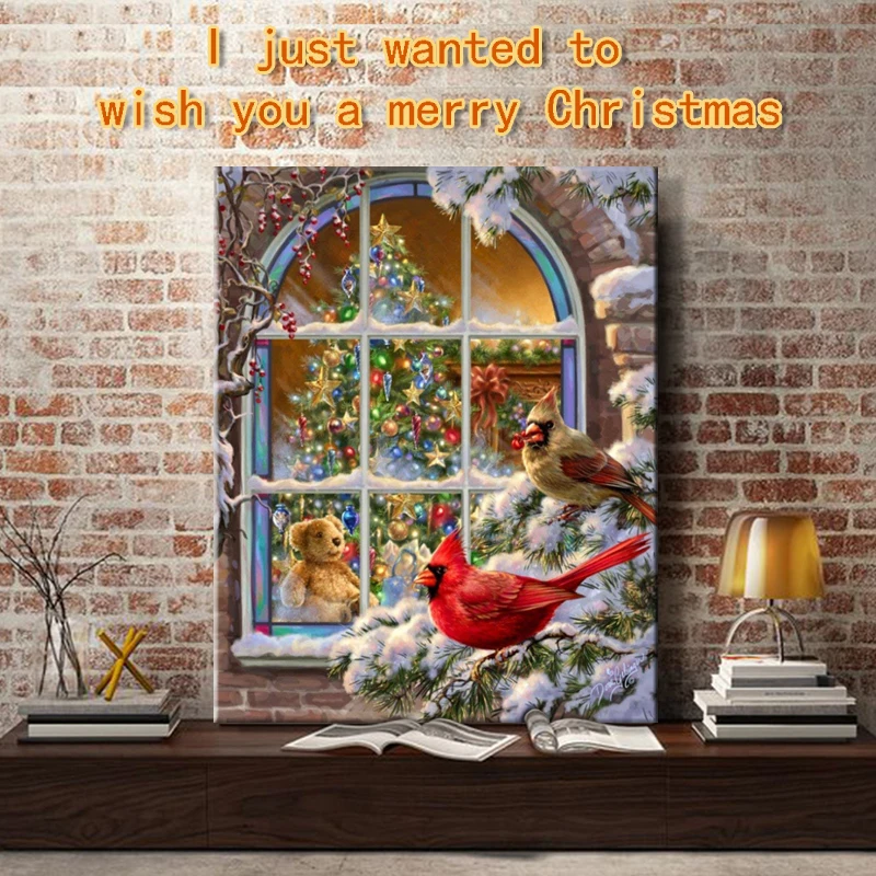

Diy paint by numbers pictures painting by numbers with kits Christmas birds christmas tree Christmas Decorative hanging painting