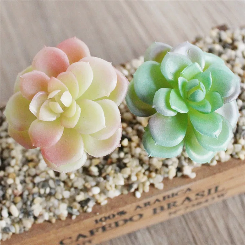 Mini Artificial Succulents Plastic Succulent Plants Fake Flower Round