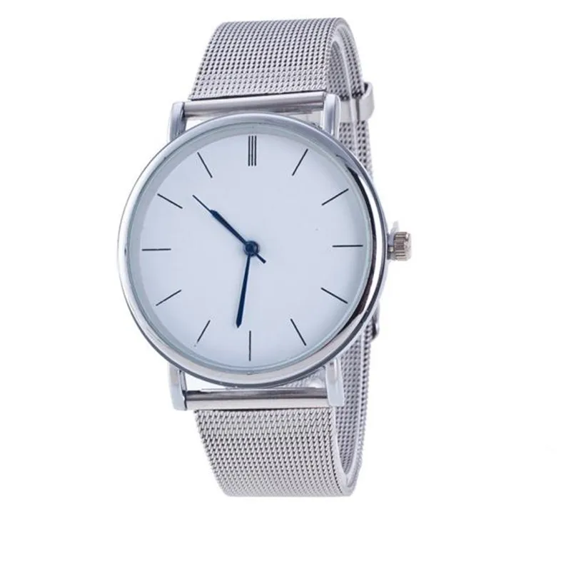 Women Ladies Silver Stainless Steel Mesh Band Wrist Watch Brand New