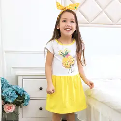 Летнее платье для маленьких девочек с принтом ананаса, повседневные летние платья для девочек, детская одежда для девочек на праздник