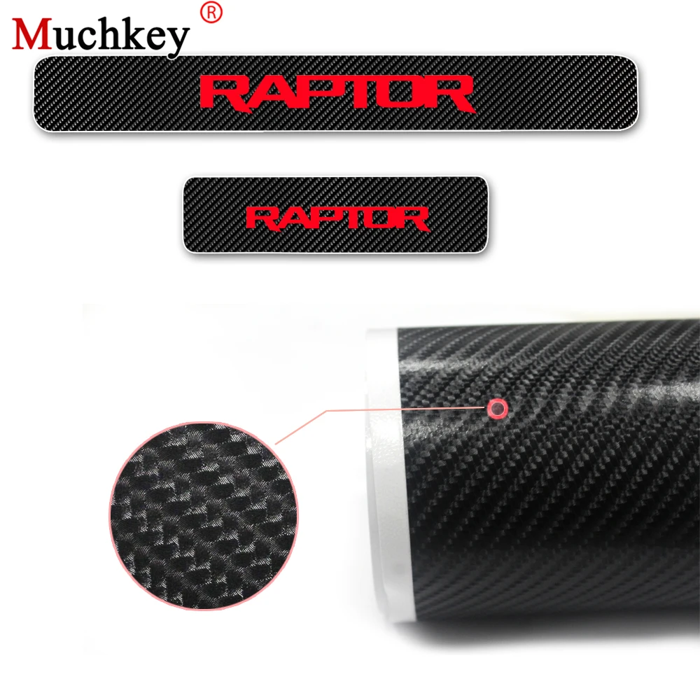 Color Name: Silver Carbon Fiber Vinyl Sticker Car Door Sill Protector Scuff Plate for Ford F150 F-150 Car Accessories