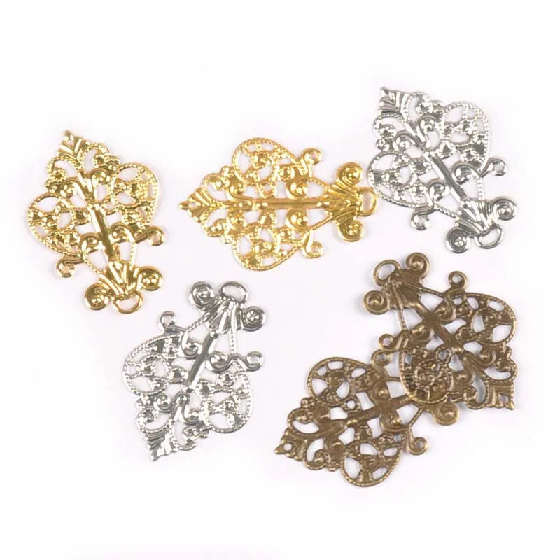 

Mixed Flower Filigree Wraps Connectors Antique DIY Handmade Embellishments For Scrapbook Crafts Home Decor 20pcs 41x28mm YK0737