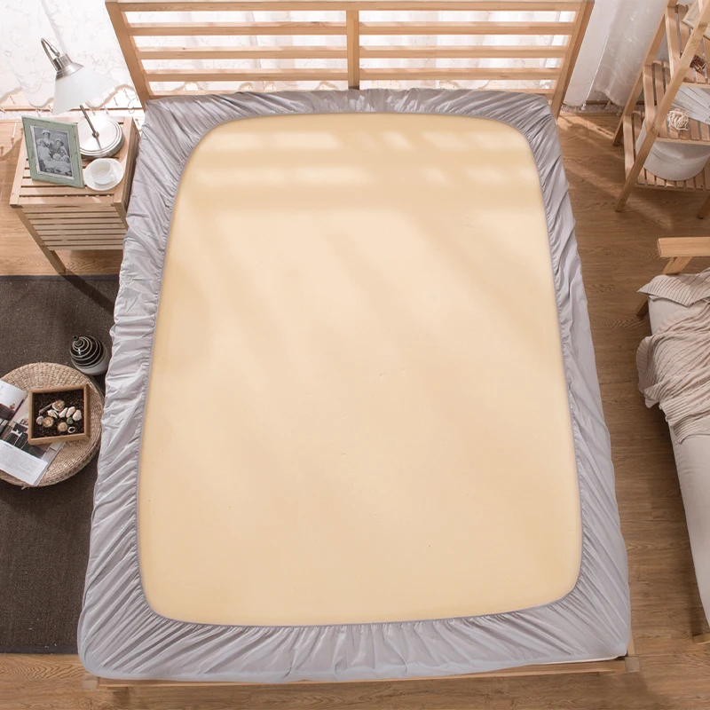  Solid Bed Sheet Fitted Sheets On Elastic Band Bed Mattress Cover Printed Bedsheet Bedding White Bla